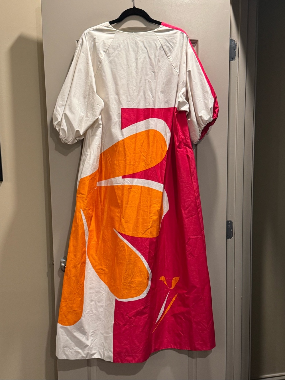 NWT Marimekko Karkelo Kolmikko Maxi Dress Fuchsia Orange Off White Size L - Picture 4 of 9